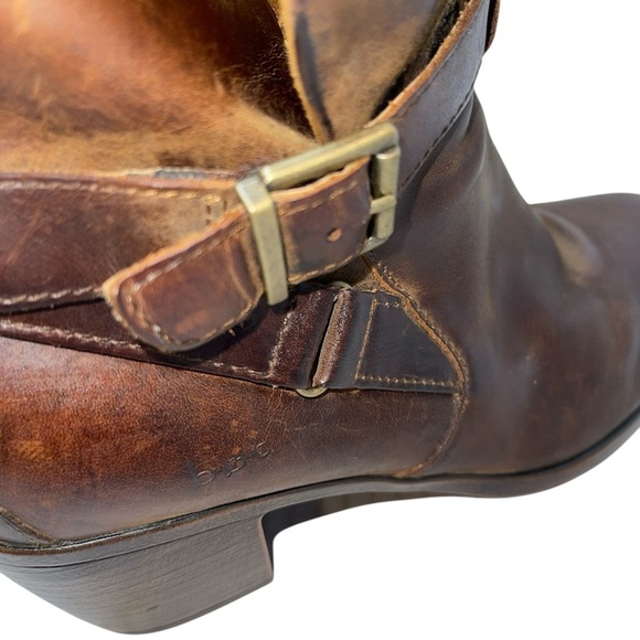 BOC Women's Booties Size 8M Brown Leather Ankle Boots Side Zip Buckle Strap - Picture 5 of 14
